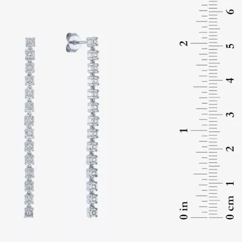 (G-H / I1-I2) Womens 1/4 CT. T.W. Lab Grown White Diamond Sterling Silver Drop Earrings