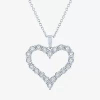 (G-H / I1-I2) Womens 1/4 CT. T.W. Lab Grown White Diamond Sterling Silver Heart 18 Inch Pendant Necklace