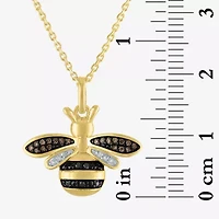 Bee Womens 1/10 CT. T.W. Natural Black Diamond 14K Gold Over Silver Sterling Silver 18 Inch Pendant Necklace