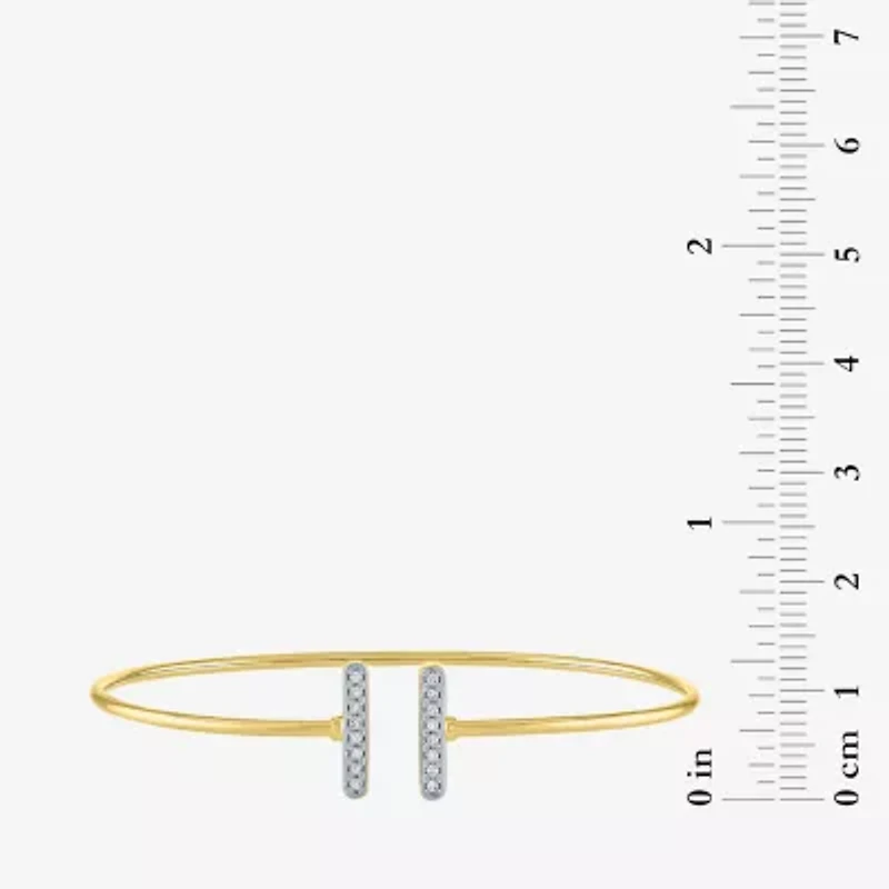 Double Bar (G-H / Si2-I1) Womens 1/10 CT. T.W. White Diamond 14K Gold Over Silver Cuff Bracelet