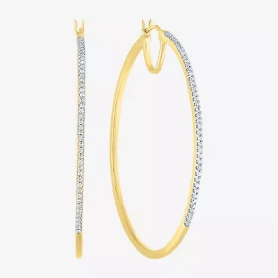 (G-H / I1-I2) Womens 1/2 CT. T.W. Lab Grown White Diamond 14K Gold Over Silver Sterling 51mm Hoop Earrings