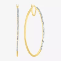 (G-H / I1-I2) Womens 1/2 CT. T.W. Lab Grown White Diamond 14K Gold Over Silver Sterling 51mm Hoop Earrings