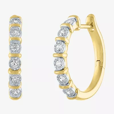 (G-H / I1-I2) Womens 1/4 CT. T.W. Lab Grown White Diamond 14K Gold Over Silver 20mm Hoop Earrings