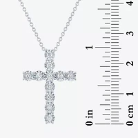 (G-H / I1-I2) Womens 1/4 CT. T.W. Lab Grown White Diamond Sterling Silver Cross 18 Inch Pendant Necklace