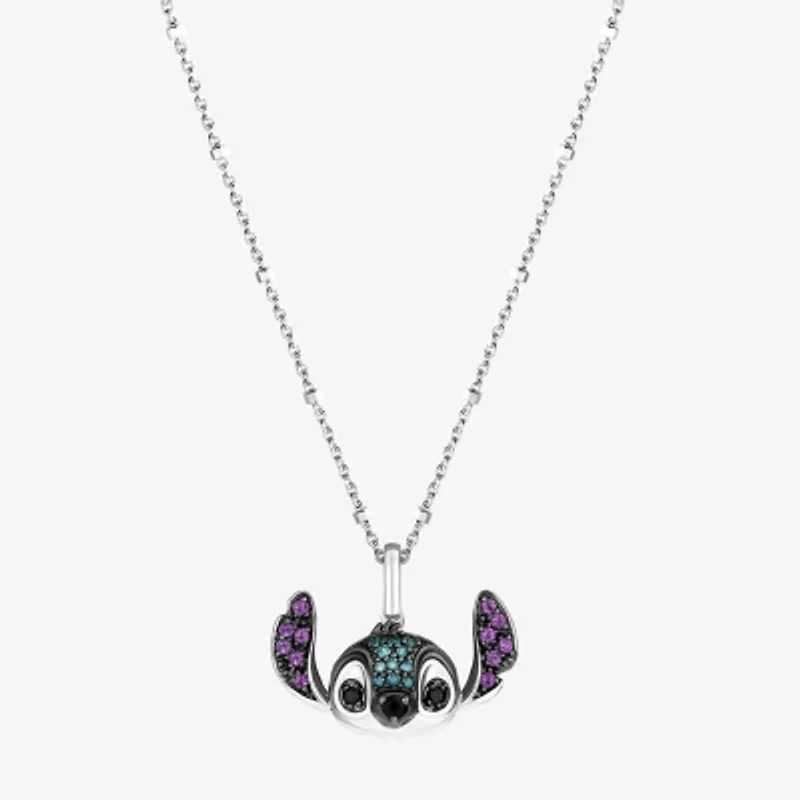 Disney Jewels Collection Womens 1/10 CT. T.W. Natural Blue Diamond Sterling Silver 18 Inch Pendant Necklace