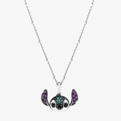 Disney Jewels Collection Womens 1/10 CT. T.W. Natural Blue Diamond Sterling Silver 18 Inch Pendant Necklace