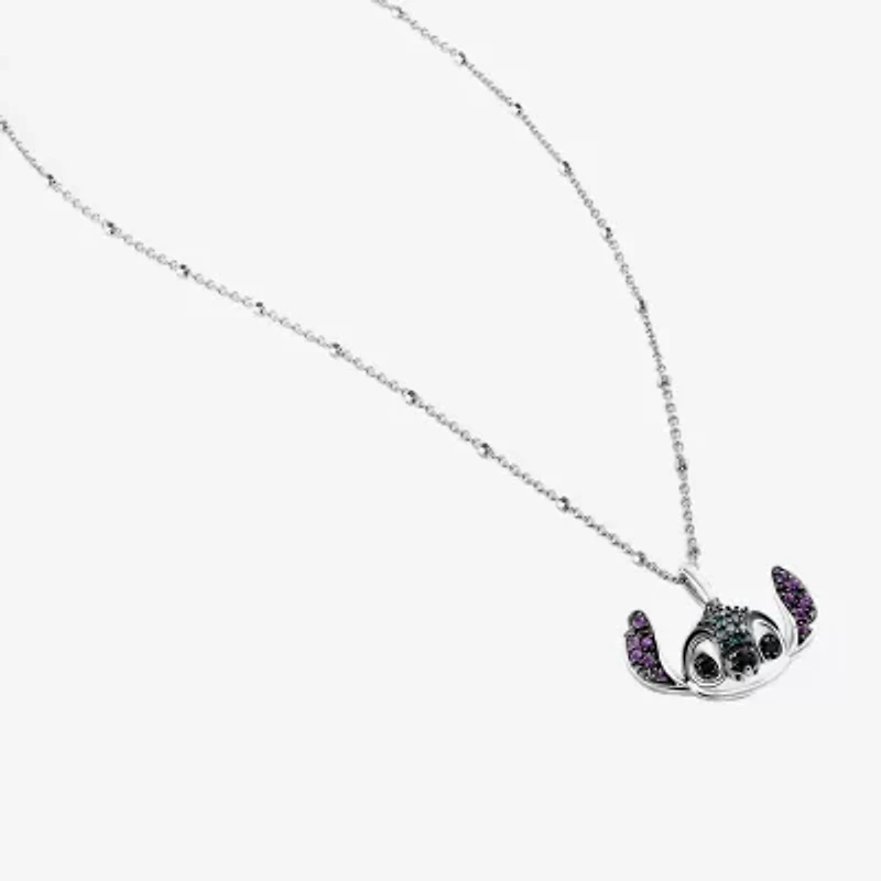 Disney Jewels Collection Womens 1/10 CT. T.W. Natural Blue Diamond Sterling Silver 18 Inch Pendant Necklace