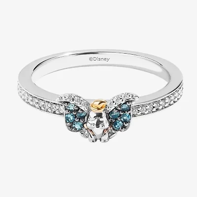 Disney Jewels Collection Womens 1/10 CT. Natural White Diamond 14K Gold Over Silver Dumbo Cocktail Ring