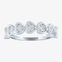 (G-H / Si2-I1) Womens 1/10 CT. T.W. Lab Grown White Diamond Sterling Silver Heart Band