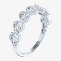 (G-H / Si2-I1) Womens 1/10 CT. T.W. Lab Grown White Diamond Sterling Silver Heart Band