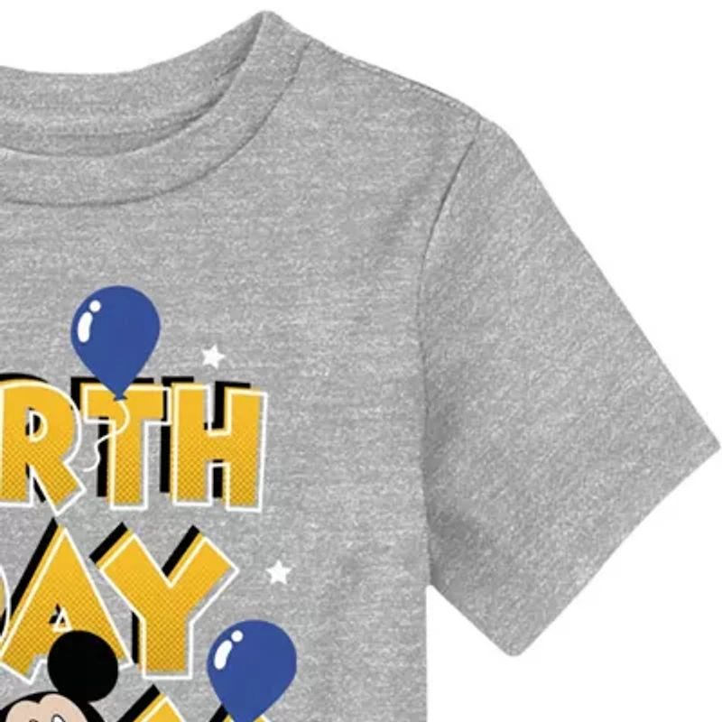 Disney Collection Toddler Boys Crew Neck Short Sleeve Regular Fit Mickey Mouse Graphic T-Shirt
