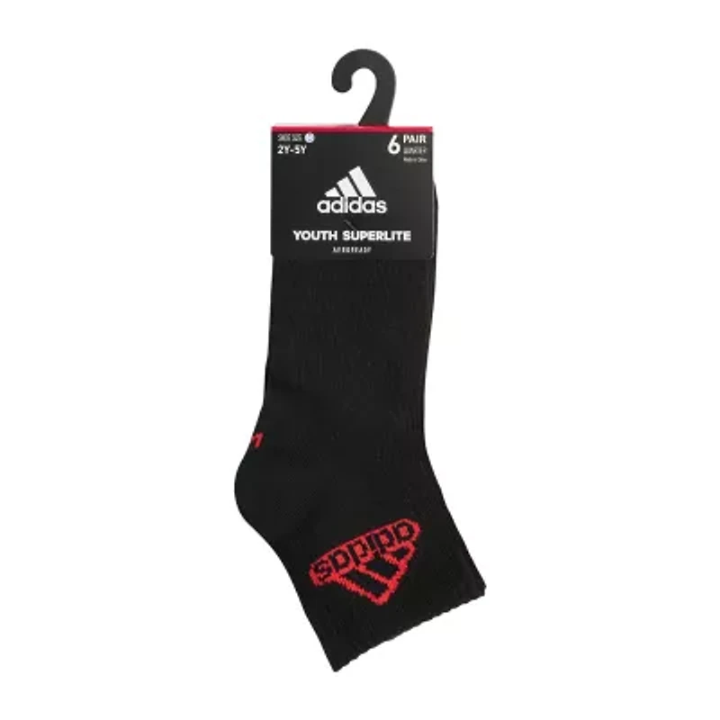 adidas Little & Big Kid Boys 6 Pair Quarter Ankle Socks