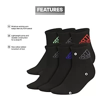adidas Little & Big Kid Boys 6 Pair Quarter Ankle Socks
