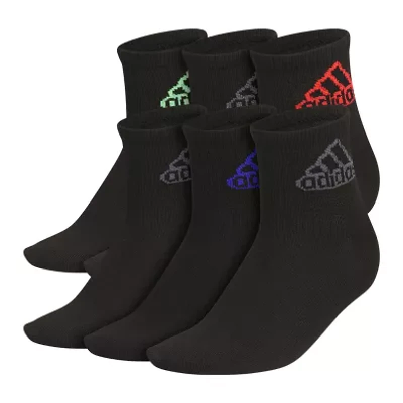 adidas Little & Big Kid Boys 6 Pair Quarter Ankle Socks