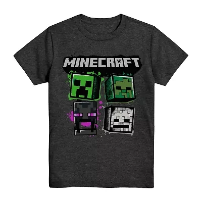 Little & Big Kid Boys Crew Neck Short Sleeve Regular Fit Minecraft Graphic T-Shirt
