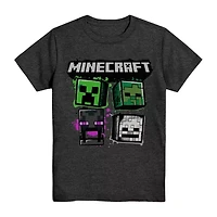 Little & Big Kid Boys Crew Neck Short Sleeve Regular Fit Minecraft Graphic T-Shirt