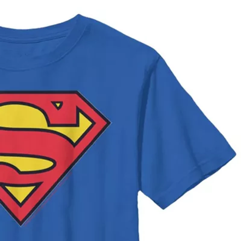 Little & Big Kid Boys Crew Neck Short Sleeve Slim Fit Superman Graphic T-Shirt