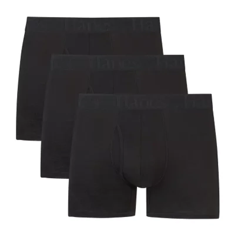 Hanes Originals Supersoft Mens 3 Pack Cooling Multi-Pack Comfort Waistband Trunks Uo2ta3