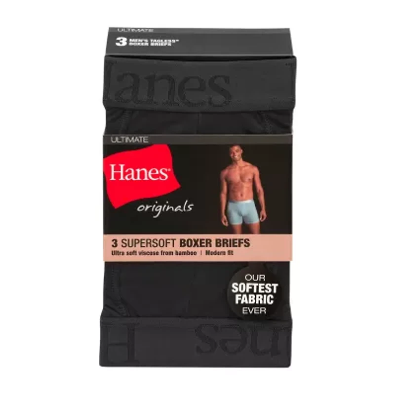 Hanes Originals Supersoft Mens 3 Pack Boxer Briefs Uo2ba3