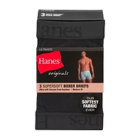 Hanes Originals Supersoft Mens 3 Pack Boxer Briefs Uo2ba3