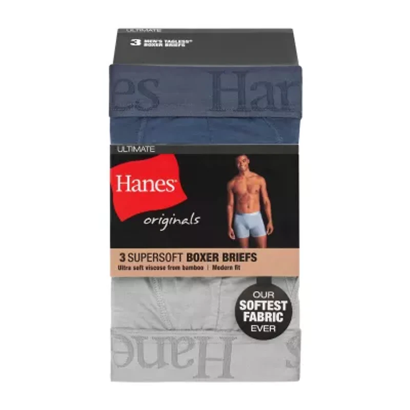 Hanes Originals Supersoft Mens 3 Pack Boxer Briefs Uo2ba3