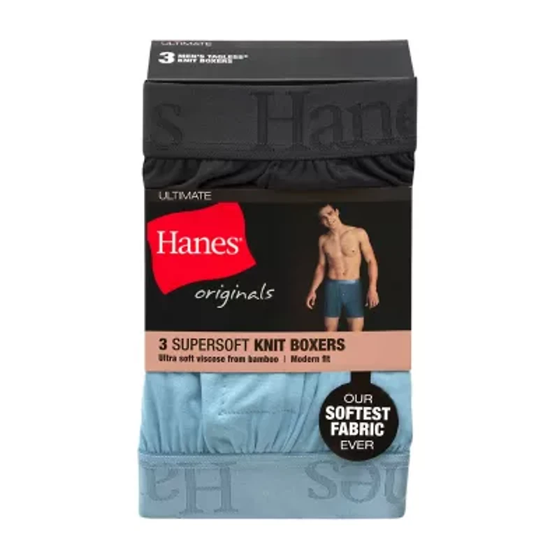 Hanes Originals Supersoft Mens 3 Pack Boxers Uo2kb3