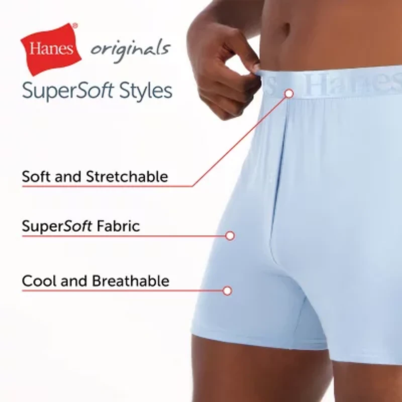 Hanes Originals Supersoft Mens 3 Pack Boxers Uo2kb3