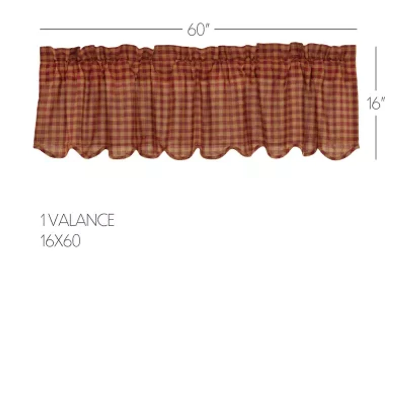 Vhc Brands Country Check Rod Pocket Scallop Valance