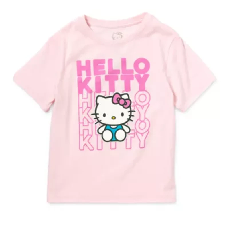 Little & Big Kid Girls Round Neck Short Sleeve Regular Fit Hello Kitty Graphic T-Shirt