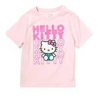 Little & Big Kid Girls Round Neck Short Sleeve Regular Fit Hello Kitty Graphic T-Shirt