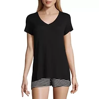 Ambrielle Womens V Neck Short Sleeve Pajama Top