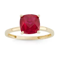 Womens Lab Created Red Ruby 10K Gold Solitaire Cocktail Ring