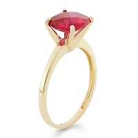 Womens Lab Created Red Ruby 10K Gold Solitaire Cocktail Ring