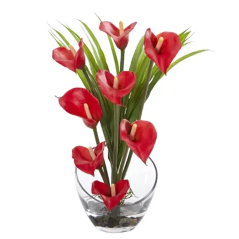 Calla Lily and Grass Artificial Arrangement in Vase