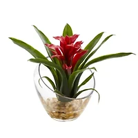 8’’ Tropical Bromeliad in Angled Vase Artificial Arrangement