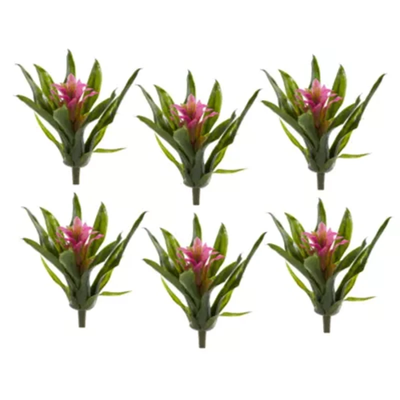 10” Bromeliad Artificial Flower Stem; Set of 6