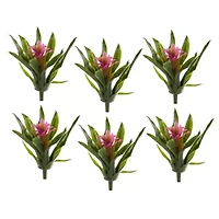 10” Bromeliad Artificial Flower Stem; Set of 6
