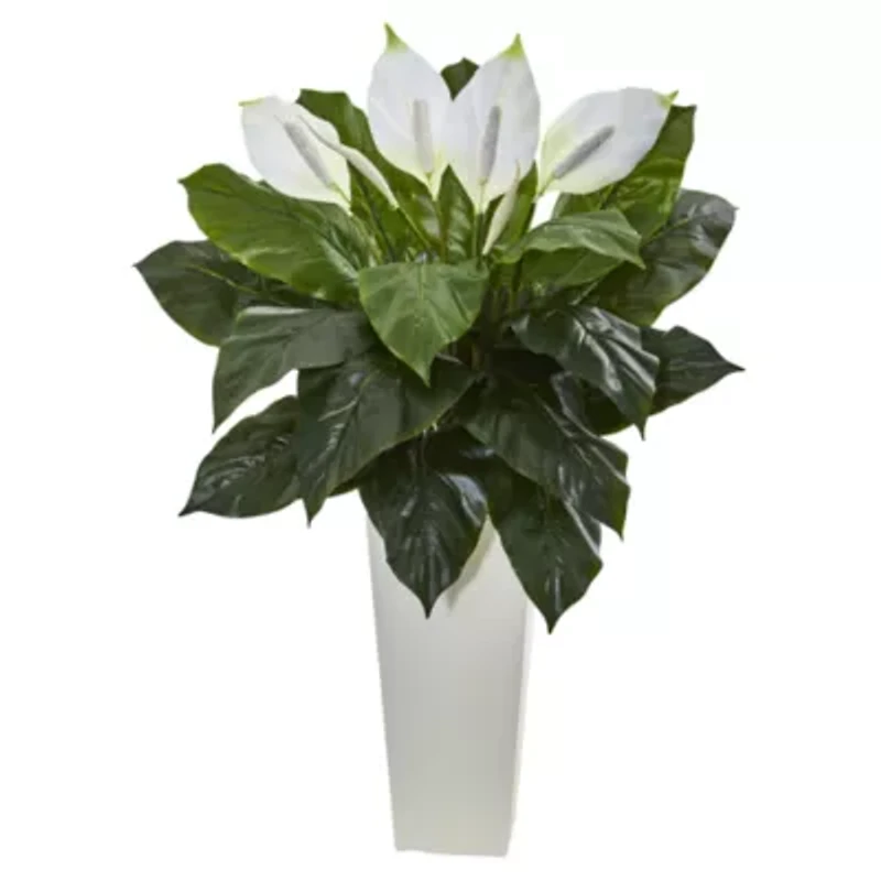 3’ Spathiphyllum Artificial Plant in White TowerPlanter