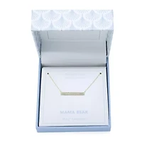 Silver Treasures Mama Bear Womens 14K Gold Over Silver Bar 16 Inch Pendant Necklace