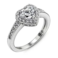 Diamonart Womens 1 7/8 CT. T.W. Cubic Zirconia Sterling Silver Heart Engagement Ring