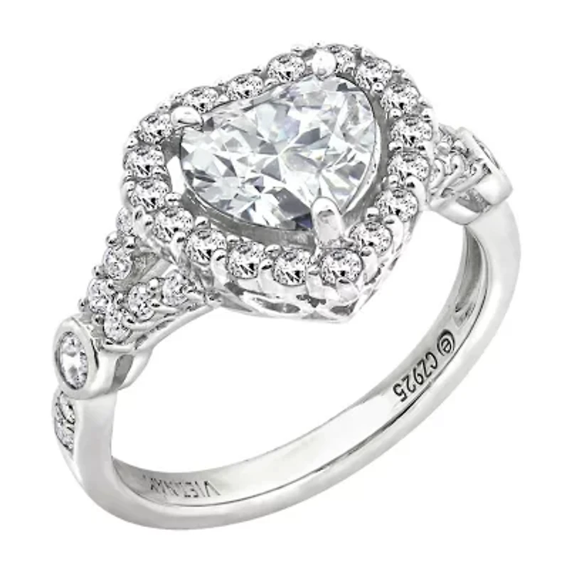 Womens 2 CT. T.W. Cubic Zirconia Sterling Silver Heart Engagement Ring