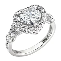 Womens 2 CT. T.W. Cubic Zirconia Sterling Silver Heart Engagement Ring