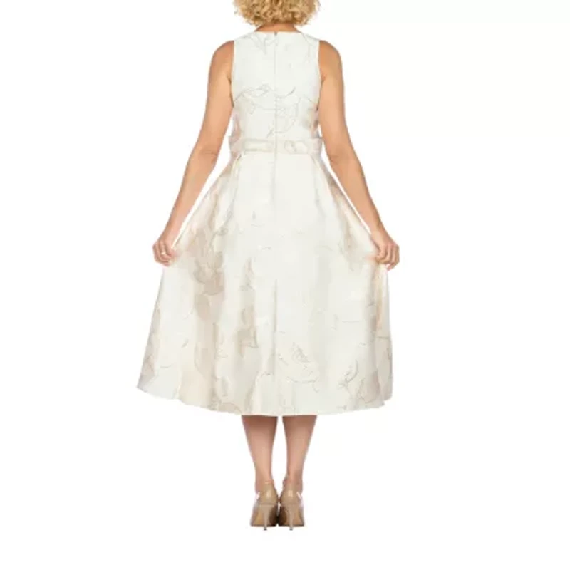 Giovanna Collection Womens Sleeveless Floral High-Low Plus Fit + Flare Dress