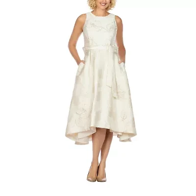 Giovanna Collection Womens Sleeveless Floral High-Low Fit + Flare Dress Plus