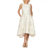 Giovanna Collection Womens Sleeveless Floral High-Low Fit + Flare Dress Plus