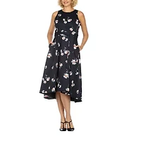 Giovanna Collection Womens Plus Sleeveless Floral High-Low Fit + Flare Dress
