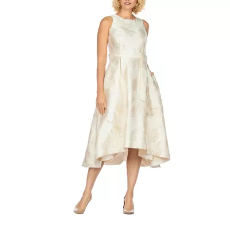 Giovanna Collection Womens Sleeveless Floral High-Low Plus Fit + Flare Dress