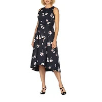 Giovanna Collection Womens Plus Sleeveless Floral High-Low Fit + Flare Dress