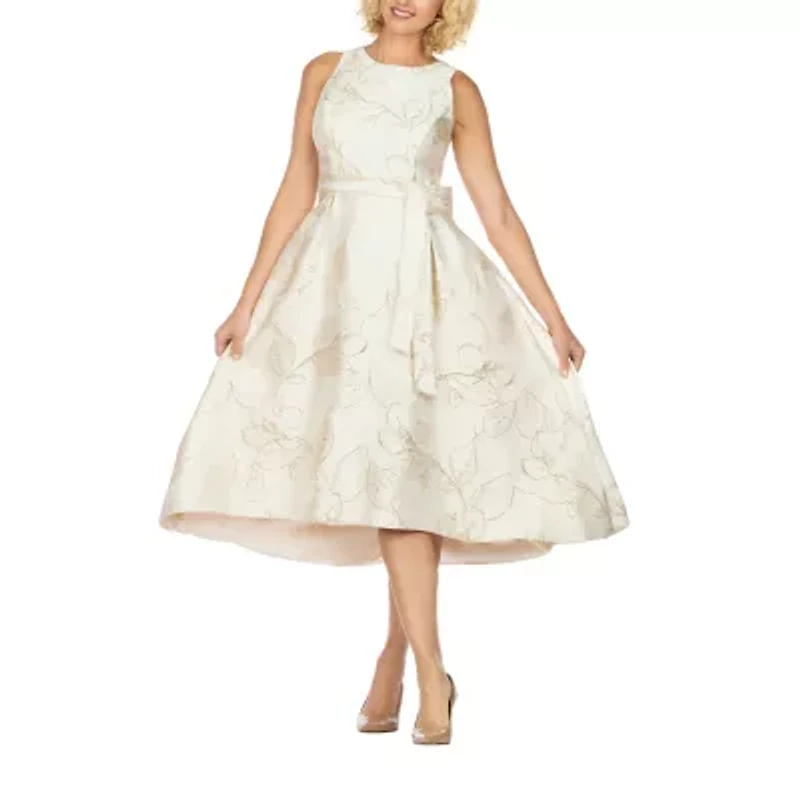 Giovanna Collection Womens Sleeveless Floral High-Low Plus Fit + Flare Dress