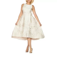 Giovanna Collection Womens Sleeveless Floral High-Low Fit + Flare Dress Plus